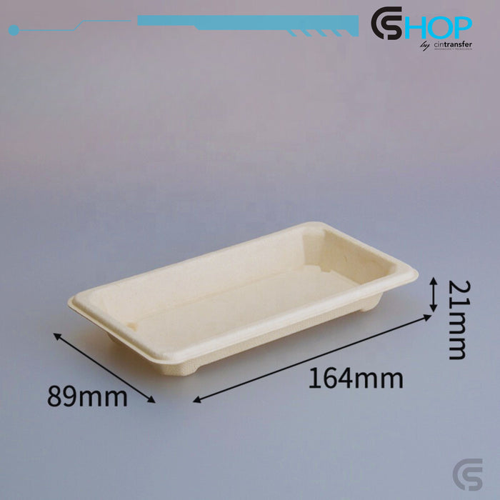 Bandeja completa con tapa transparente antivaho para sushi de caña de azúcar 164mm x 89mm x 21mm